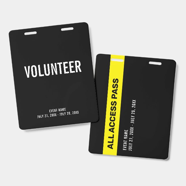 Crachá Volunteer Community Event ID Badge (Frente e verso)