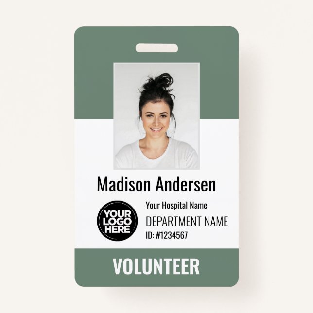 Crachá Volunteer Photo ID Badges with Clip or Lanyard (Frente)