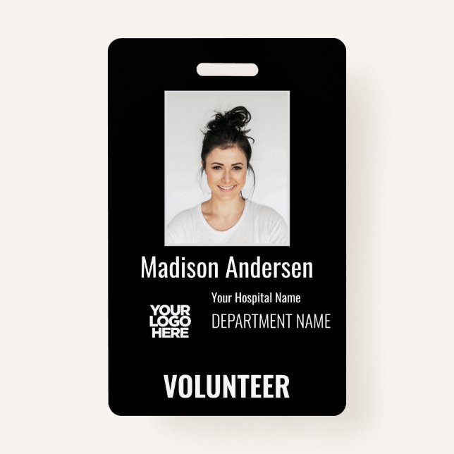 Crachá Volunteer Photo ID Badges with Clip or Lanyard (Frente)