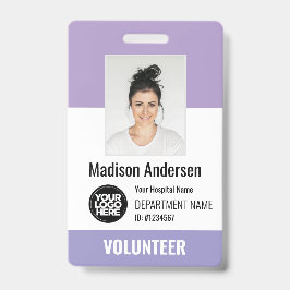 Crachá Volunteer Photo ID Badges with Clip or Lanyard