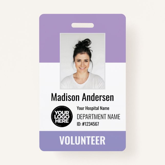 Crachá Volunteer Photo ID Badges with Clip or Lanyard (Frente)
