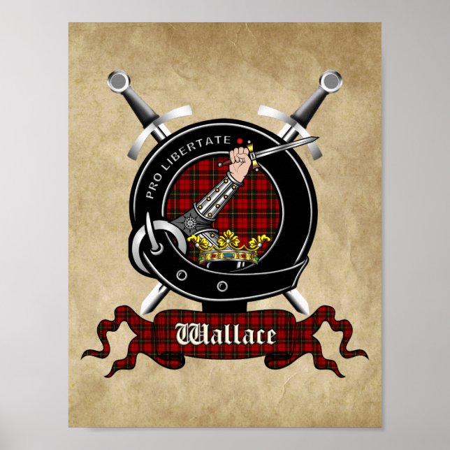 Crachá Wallace Clan e Poster Tartan 8.5x11 (Frente)