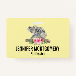 Crachá Watercolor Koala Bears Bonita Mãe e Bebê