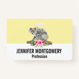 Crachá Watercolor Koala Bears Bonita Mãe e Bebê