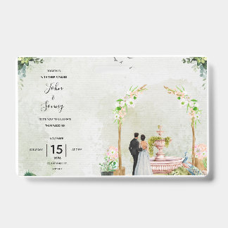 Crachá Whimsical Floral Garden Wedding Invitation – Elega