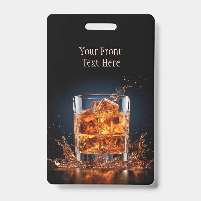 Crachá Whiskey De Texto Personalizado Nas Rochas (Frente)