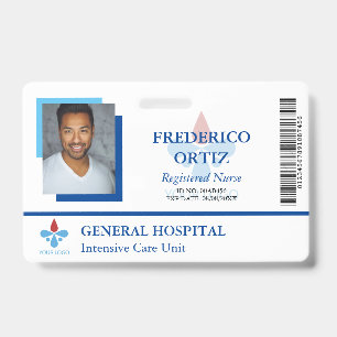 Crachá White Blue Hospital Identificação do logotipo