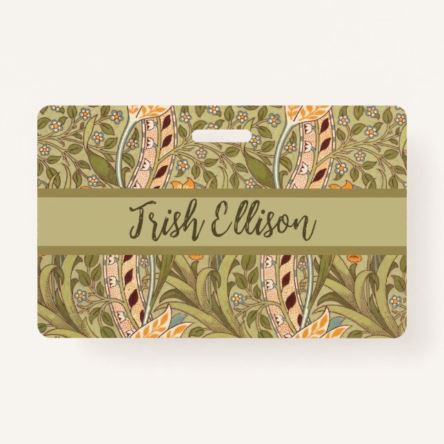 Crachá William Morris Daffodil Garden Flower Classic Bota (Frente)