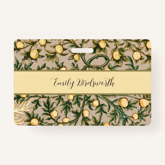 Crachá William Morris Floral Fruta Garden Flower Classic (Frente)