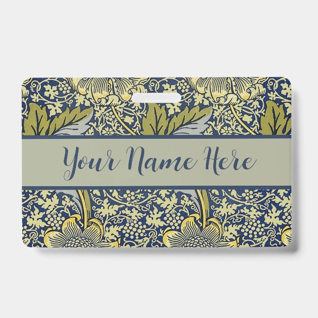 Crachá William Morris Kennet Floral Wallpaper Azul (Front)