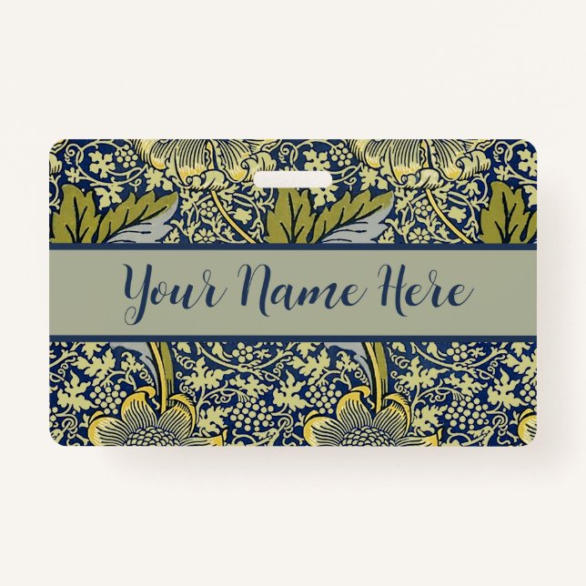 Crachá William Morris Kennet Floral Wallpaper Azul (Frente)