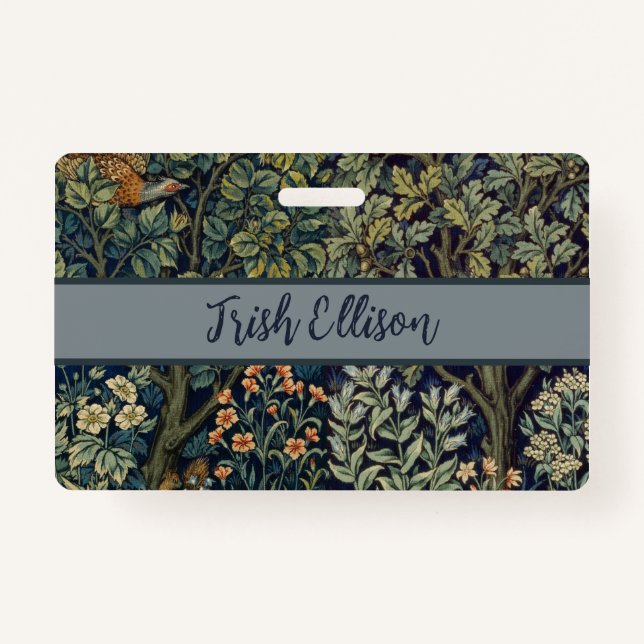 Crachá William Morris Pheasant Bird Tree Botânica (Frente)