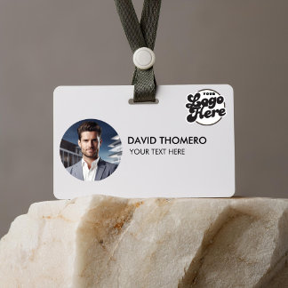 Crachá Your Logo Here Company Business QR Code Photo Name