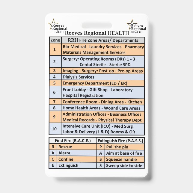 Crachá Zonas de Incêndio da Saúde Regional de Reeves (Frente)