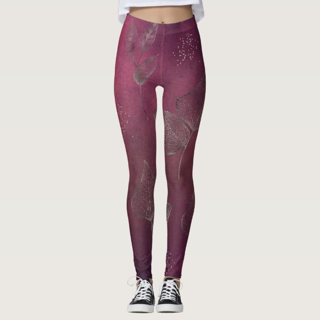 Cranberry & Faux Silver Deixa Leggings (Frente)