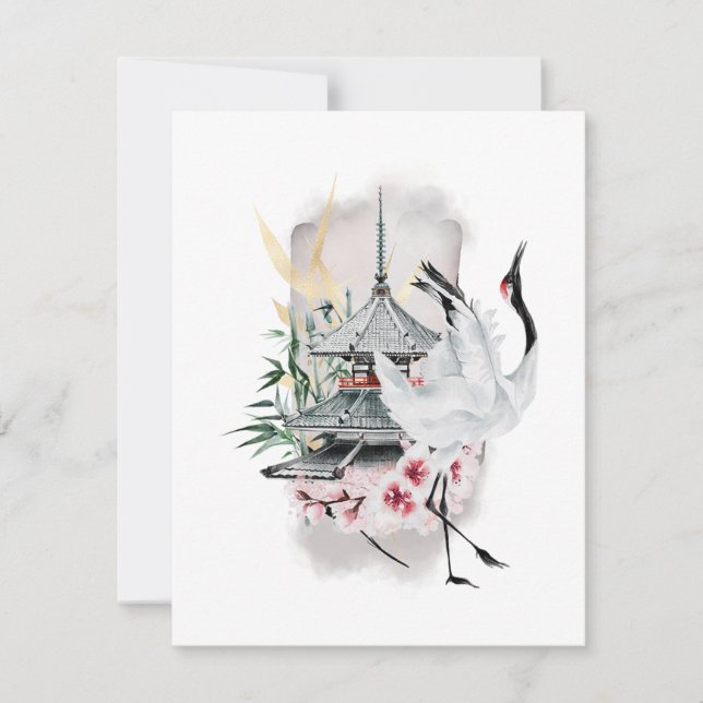 Crane Bird - Trabalho de arte japonês (Frente)