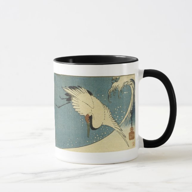 Crane e Ondas, Hiroshige Mugs e Canecas de cerveja (Direita)