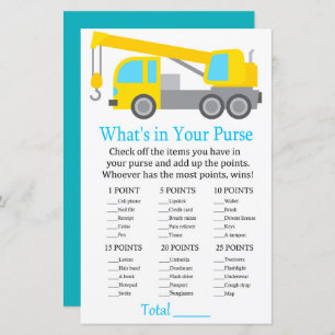 Crane Truck O que há no seu chá de fraldas de jogo