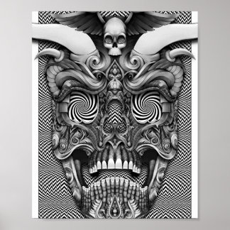Cráneo Hornudo Alucinante — Poster de Arte de Crán