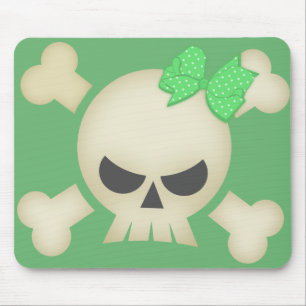 Crânio bonito do punk e arco Mousepad (verde)