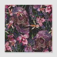 Crânio bordado: Padrão Orquídeo Gótico