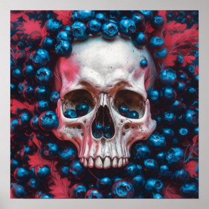 Crânio com Blueberry Impressão Poster Wall Art