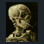 Crânio com cigarro por Van Gogh Poster<br><div class="desc">Pinturas expressionistas de Van Gogh: Crânio com pintura de Canvas de Cigarro queimado</div>