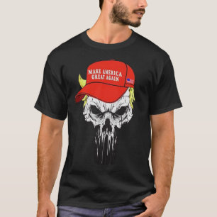 Crânio com o presidente icónico t-shirt do cabel