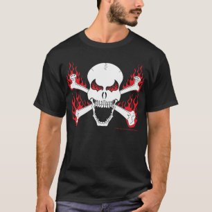 Crânio com ossos cruzados e t-shirt dos homens da