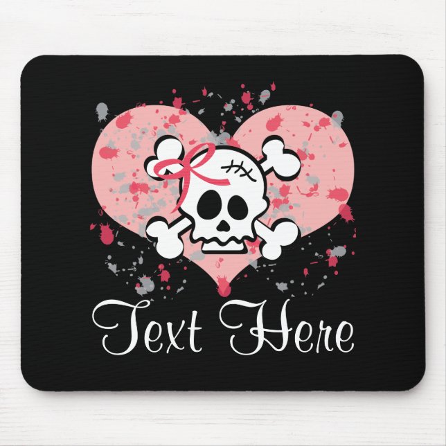 Crânio cor-de-rosa personalizado Mousepad do arco (Frente)