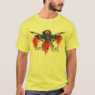 Crânio da música rock e t-shirt da arte gráfica