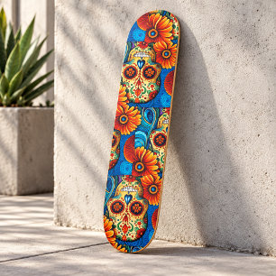 Cranio de Açúcar Colorido Estilo de Skate de Arte