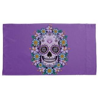 Crânio de Açúcar Roxo com Flores