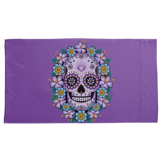 Crânio de Açúcar Roxo com Flores (Frente-Direita)