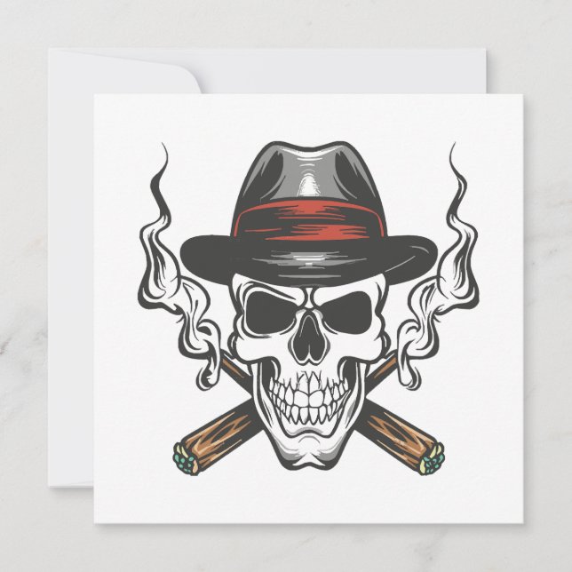 crânio de gângster com chapéu fedora (Frente)