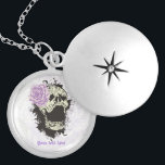 crânio de gótico com colar de rosa roxo vintage<br><div class="desc">Caveira do gótico com colar personalizado da tangerina púrpura rosa.</div>