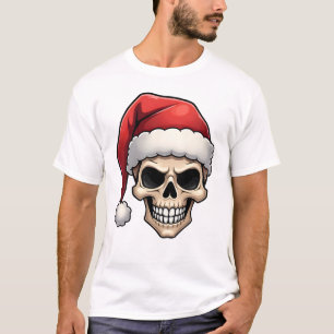 Cranio de Natal Camisa Funny Santa XMES Homens Mul