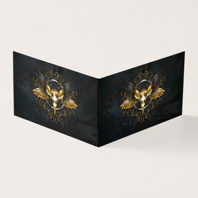 Crânio de Pássaro Dourado em fundo Preto (Exterior)