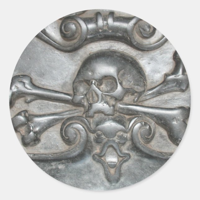 Crânio de pedra preto em mármore e autocolantes pi (Frente)