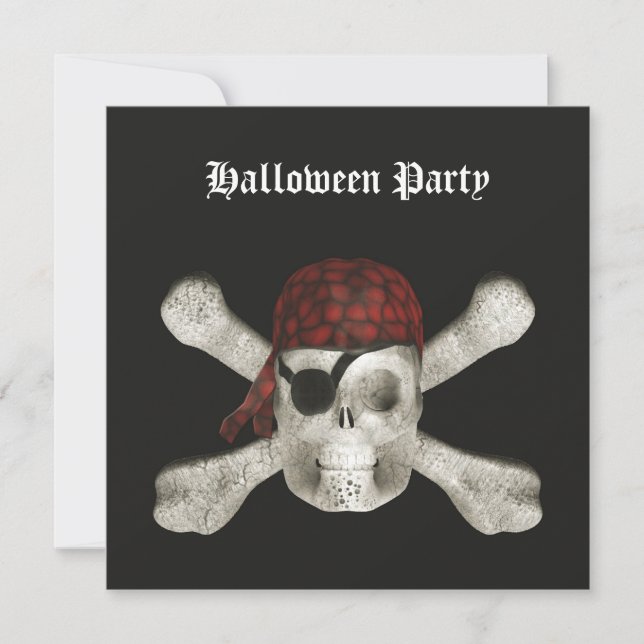 Crânio de Pirata - Convite para Festa de Halloween (Frente)