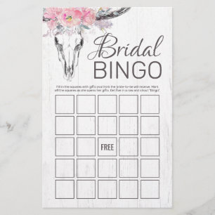 Crânio de Vaca Russo Boho - Jogo de Bingo Floral