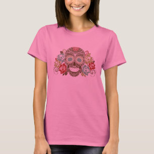 Crânio do açúcar & t-shirt dos rosas
