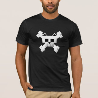 Crânio do gato & camisa quadrados dos ossos