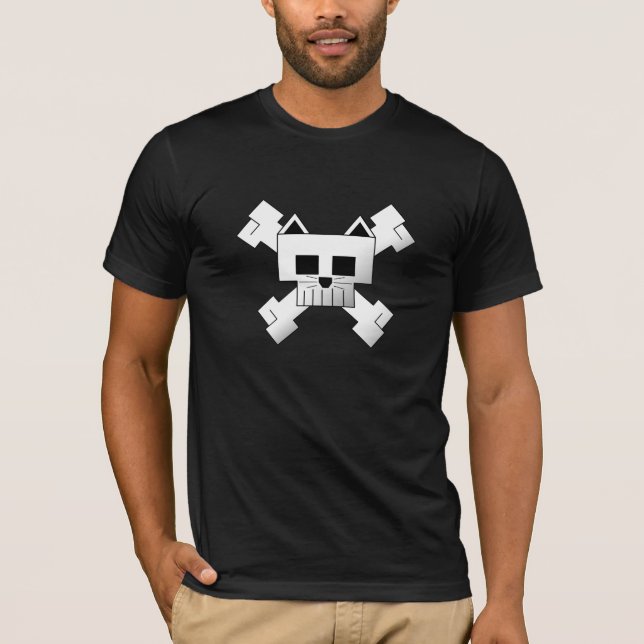 Crânio do gato & camisa quadrados dos ossos (Frente)