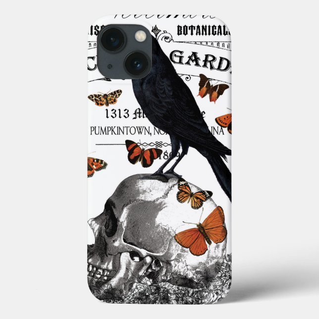 crânio e corvo de halloween (Verso)