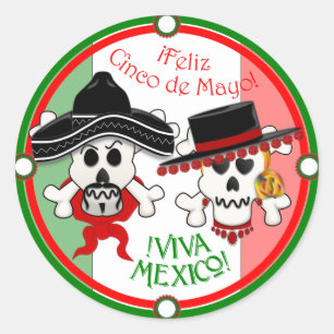 Crânio e etiqueta de Cinco de Mayo dos Crossbones