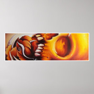crânio e impressão cor-de-rosa do poster da arte
