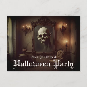 Crânio em Convite de Halloween de Pintura Assombra