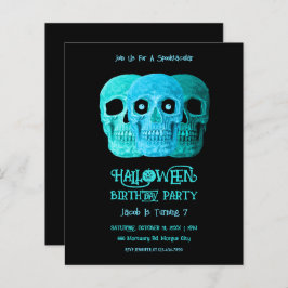Crânio Engraçado Gótico Azul Teal Halloween Orçame