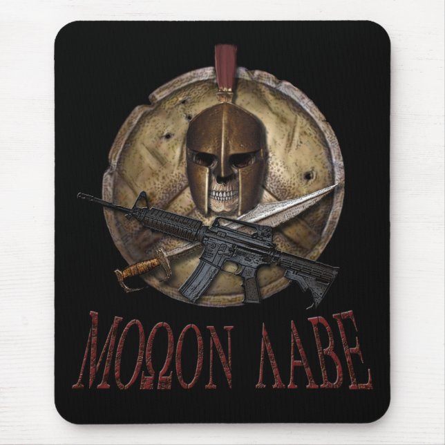 Crânio espartano de Molon Labe com M-4 Mousepad (Frente)